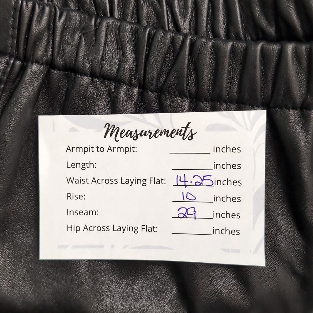 LUXE Neiman Marcus Black Genuine Leather Pull-On Trousers Elastic Waist XL - Picture 7 of 7